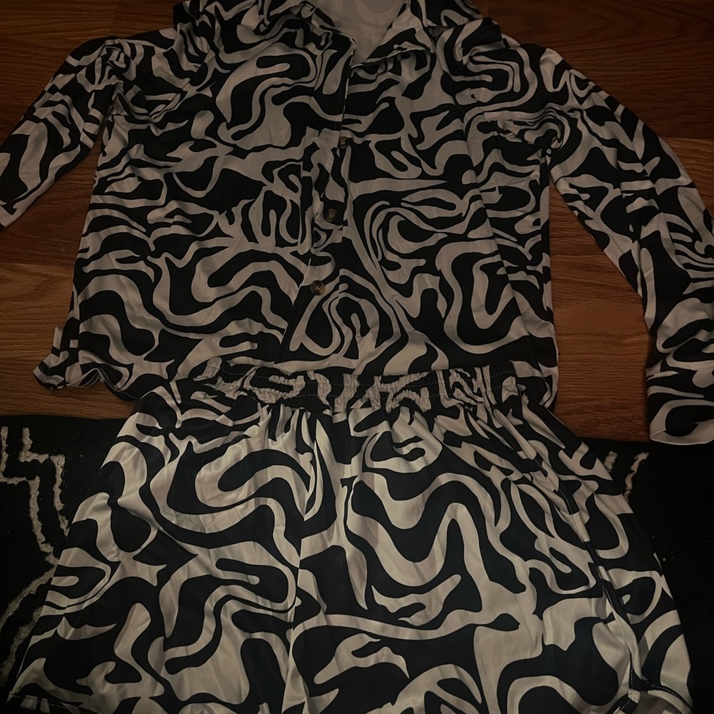Black and White Two Piece outfit Bold Pattern
